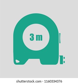 Icon of constriction tape measure. Gray background with green. Vector illustration.