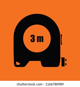 Icon of constriction tape measure. Orange background with black. Vector illustration.