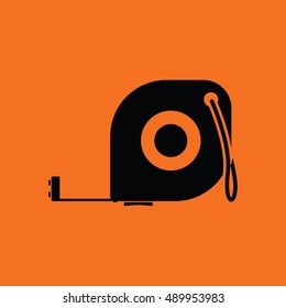 Icon of constriction tape measure. Orange background with black. Vector illustration.