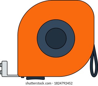 Icon Of Constriction Tape Measure. Outline With Color Fill Design. Vector Illustration.