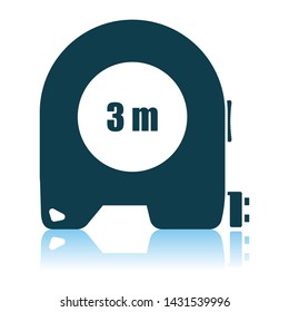 Icon Of Constriction Tape Measure. Shadow Reflection Design. Vector Illustration.