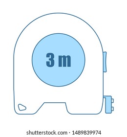 Icon Of Constriction Tape Measure. Thin Line With Blue Fill Design. Vector Illustration.