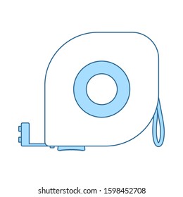 Icon Of Constriction Tape Measure. Thin Line With Blue Fill Design. Vector Illustration.