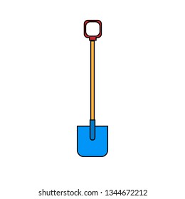 Icon construction agro beautiful shovels with a wooden handle for digging the ground. Garden tools on a white background. Vector illustration.