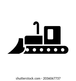 Icon Of Construction Bulldozer. Black Stencil Design. Vector Illustration.