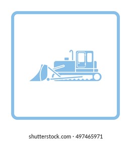 Icon of Construction bulldozer. Blue frame design. Vector illustration.