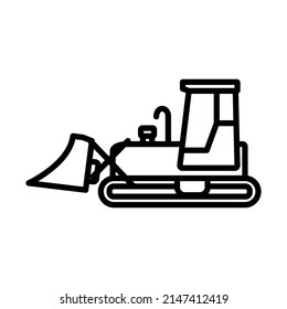 Icon Of Construction Bulldozer. Bold outline design with editable stroke width. Vector Illustration.