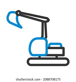 Icon Of Construction Bulldozer. Editable Bold Outline With Color Fill Design. Vector Illustration.