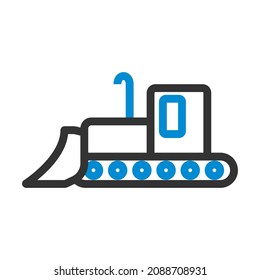 Icon Of Construction Bulldozer. Editable Bold Outline With Color Fill Design. Vector Illustration.