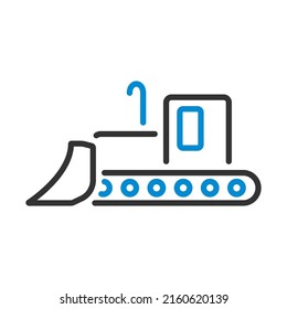 Icon Of Construction Bulldozer. Editable Bold Outline With Color Fill Design. Vector Illustration.