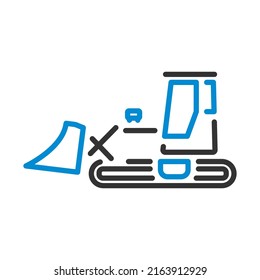 Icon Of Construction Bulldozer. Editable Bold Outline With Color Fill Design. Vector Illustration.