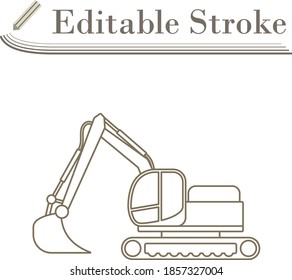 Icon Of Construction Bulldozer. Editable Stroke Simple Design. Vector Illustration.