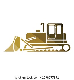 Icon of Construction bulldozer. Flat color design. Vector illustration.