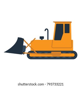 Icon of Construction bulldozer. Flat color design. Vector illustration.