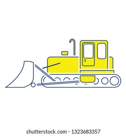 Icon of Construction bulldozer. Thin line design. Vector illustration.