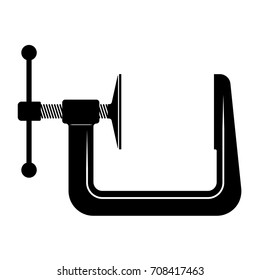 Icon of a construction or carpenter clamp. Side view. Black color