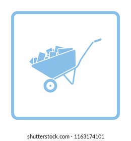 Icon of construction cart . Blue frame design. Vector illustration.