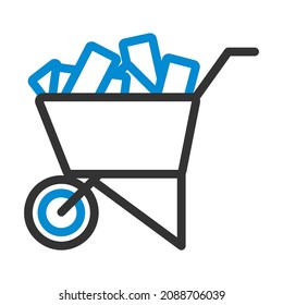 Icon Of Construction Cart. Editable Bold Outline With Color Fill Design. Vector Illustration.