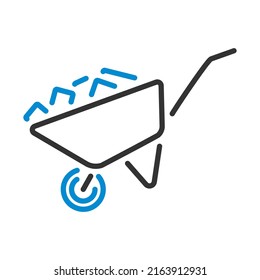 Icon Of Construction Cart. Editable Bold Outline With Color Fill Design. Vector Illustration.