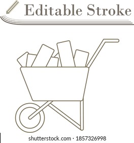Icon Of Construction Cart. Editable Stroke Simple Design. Vector Illustration.