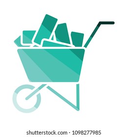 Icon of construction cart . Flat color design. Vector illustration.