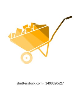 Icon Of Construction Cart. Flat Color Ladder Design. Vector Illustration.