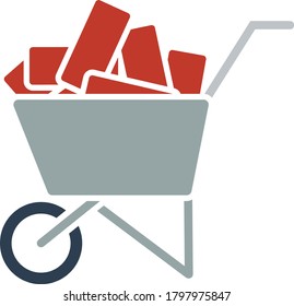 Icon Of Construction Cart. Flat Color Design. Vector Illustration.