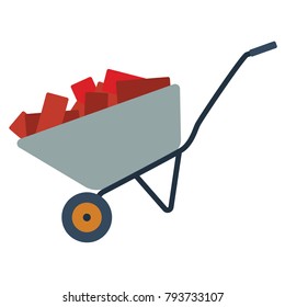 Icon of construction cart . Flat color design. Vector illustration.
