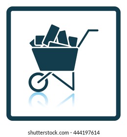 Icon of construction cart . Shadow reflection design. Vector illustration.