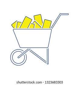 Icon of construction cart . Thin line design. Vector illustration.