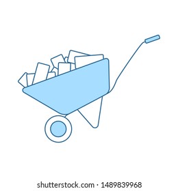Icon Of Construction Cart. Thin Line With Blue Fill Design. Vector Illustration.