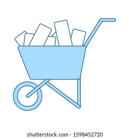 Icon Of Construction Cart. Thin Line With Blue Fill Design. Vector Illustration.