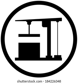 icon with construction crane in round frame