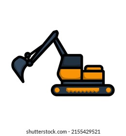 Icon Of Construction Excavator. Editable Bold Outline With Color Fill Design. Vector Illustration.