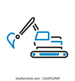 Icon Of Construction Excavator. Editable Bold Outline With Color Fill Design. Vector Illustration.