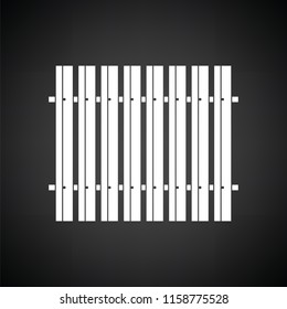 Icon of Construction fence . Black background with white. Vector illustration.