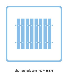 Icon of Construction fence . Blue frame design. Vector illustration.