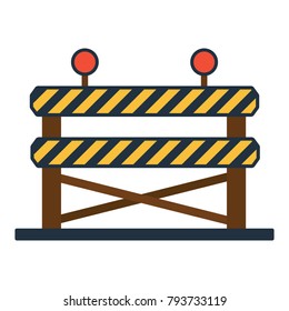 Icon of construction fence. Flat color design. Vector illustration.