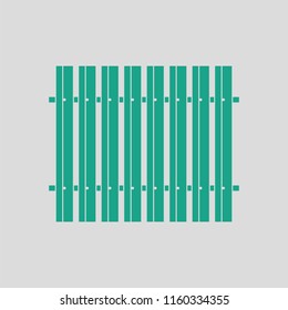 Icon of Construction fence . Gray background with green. Vector illustration.