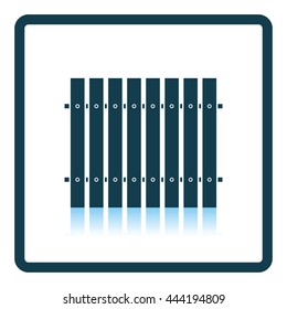 Icon of Construction fence . Shadow reflection design. Vector illustration.