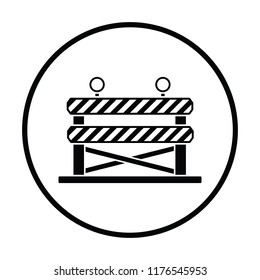Icon of construction fence. Thin circle design. Vector illustration.