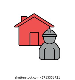Icono de una construcción, aislado contra un fondo limpio.