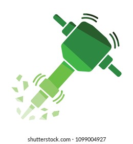 Icon of Construction jackhammer. Flat color design. Vector illustration.