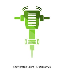 Icon Of Construction Jackhammer. Flat Color Ladder Design. Vector Illustration.