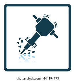 Icon of Construction jackhammer. Shadow reflection design. Vector illustration.