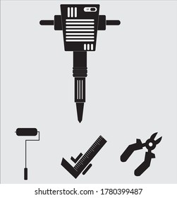 Icono del jackhammer de la construcción. Ilustración vectorial.