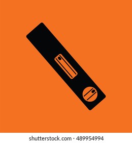 Icon of construction level . Orange background with black. Vector illustration.
