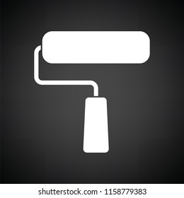 Icon of construction paint brushes. Black background with white. Vector illustration.