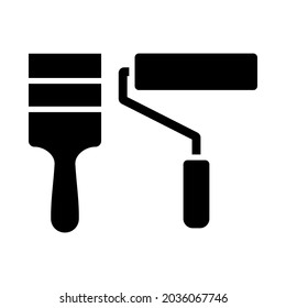 Icon Of Construction Paint Brushes. Black Stencil Design. Vector Illustration.