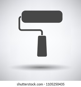 Icon of construction paint brushes on gray background, round shadow. Vector illustration.